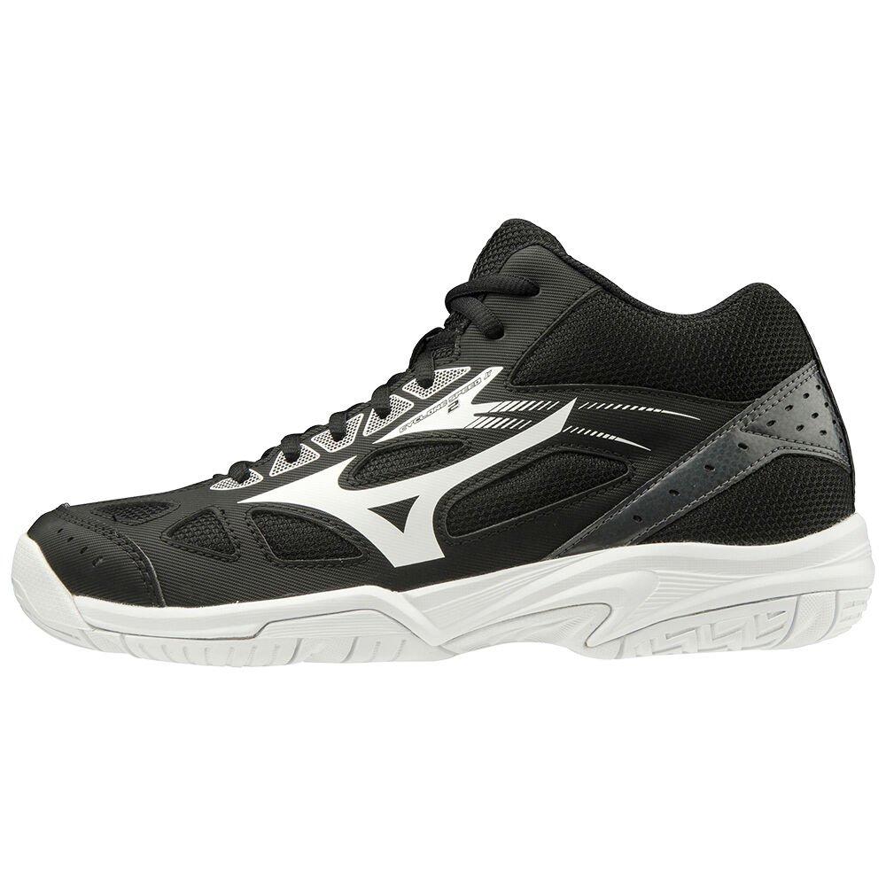 Mizuno Men's Volleyball Shoes Black/White/Dark Grey Cyclone Speed 2 Mid Junior Shoes - V1GD191501